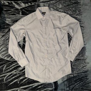 Small black and blue dotted white slim fit dress shirt